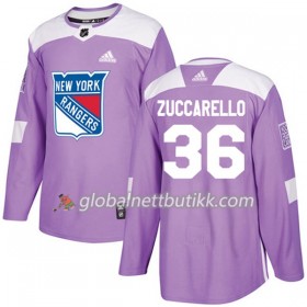 New York Rangers Hockeydrakt Mats Zuccarello 36 2017-2018 Purple Fights Cancer Practice Adidas Authentic - Herre